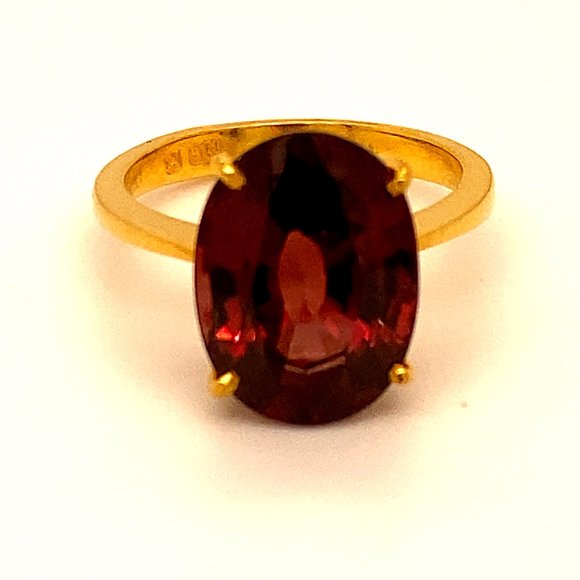 Red Zircon 10.35ct Solid 22K Yellow Gold Ring - Picture 3 of 7